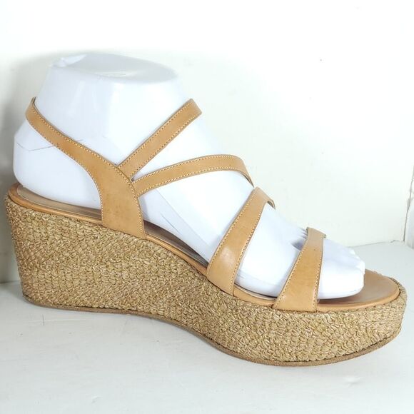 Fratelli Rossetti Women's US6 US36,5 Tan Leather Espadrill Strappy Wedge Sandals - Picture 7 of 16